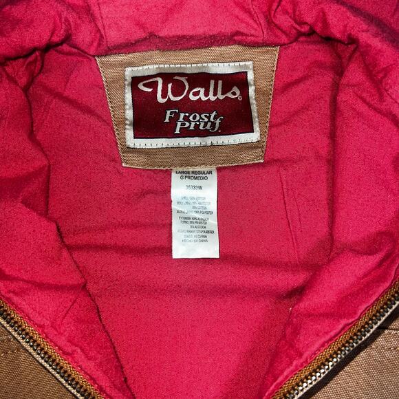 Vintage Walls Kids Hooded Canvas Jacket Brown Duck Work Coat Red Lining large - Picture 8 of 11